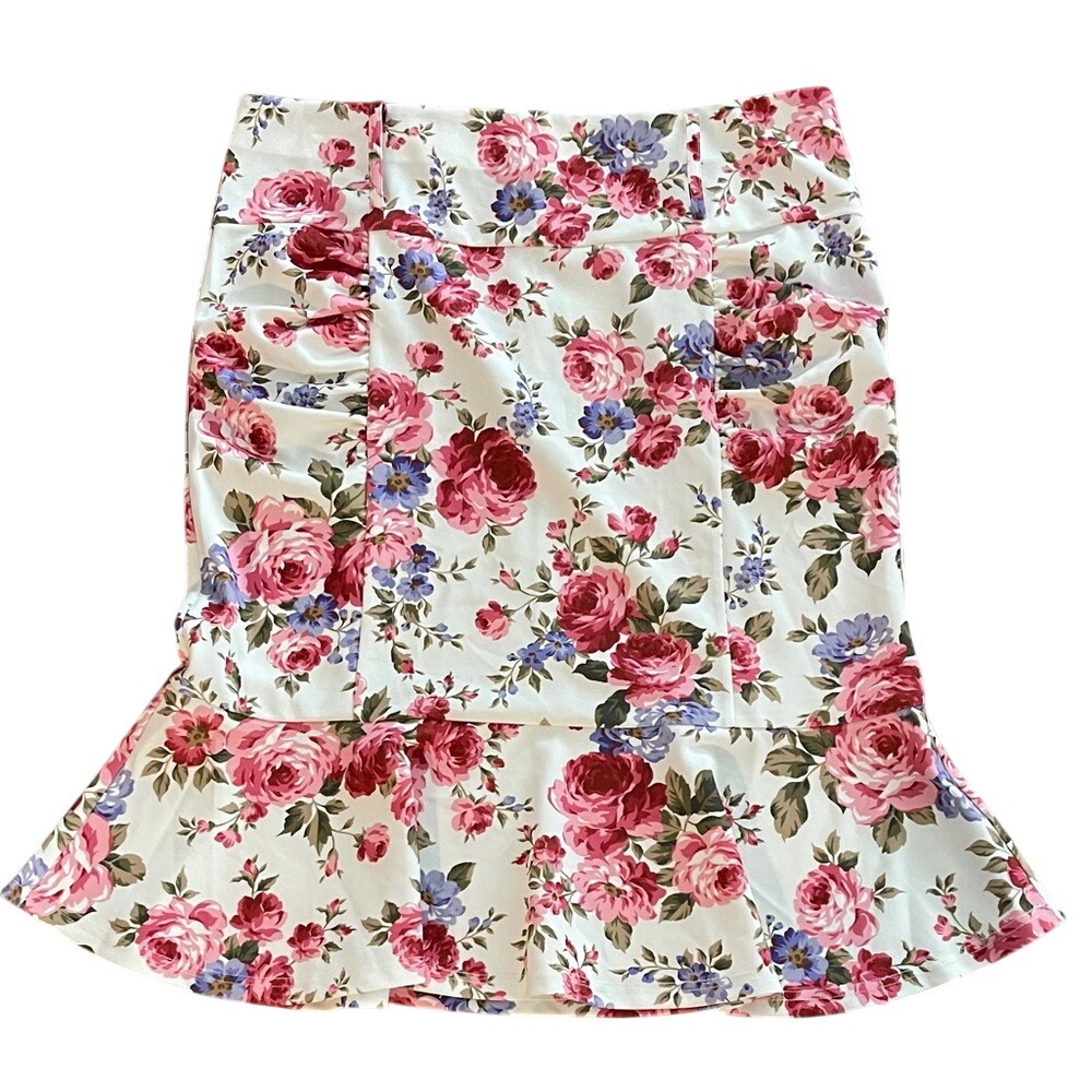 Belle Poque Retro Floral Print Skirt XXL NWT